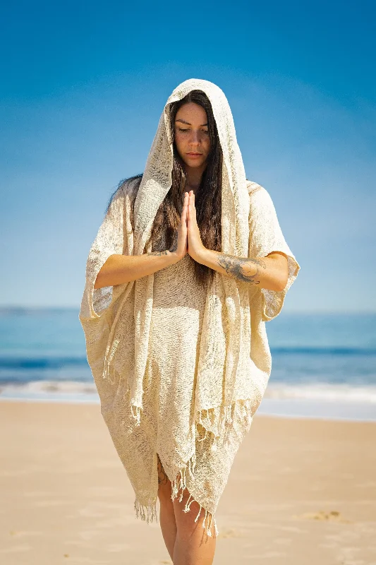 Kimono for Beach-THEA Kimono Scarf Shawl Wrap Robe Bundle Set Beige White Cream Beach Festival Natural Netted Cotton See Through Soft Free Flow Boho AJJAYA Kimono for Beach-THEA Kimono Scarf Shawl Wrap Robe Bundle Set Beige White Cream Beach Festival Natural Netted Cotton See Through Soft Free Flow Boho AJJAYA
