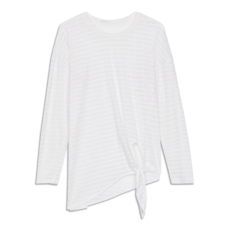 Women's Elegant Long Sleeve T-shirt for Evening Outfits -Tie Your Practice Long Sleeve Shirt - Resale Women's Elegant Long Sleeve T-shirt for Evening Outfits -Tie Your Practice Long Sleeve Shirt - Resale
