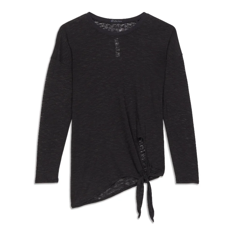 Women's Long Sleeve Tee with Unique Design -Tie Your Practice Long Sleeve Shirt - Resale Women's Long Sleeve Tee with Unique Design -Tie Your Practice Long Sleeve Shirt - Resale
