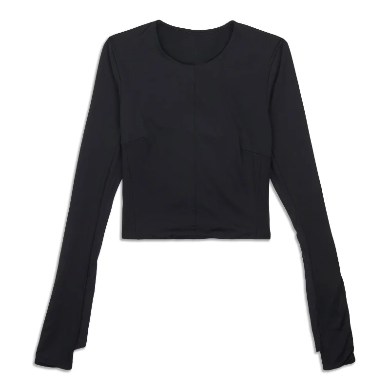 Women's Stylish Long Sleeve T-shirt for Layering -Tight-Fit Lined Long Sleeve - Resale