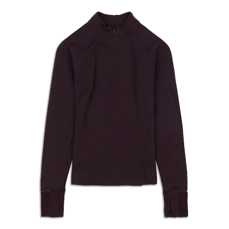 Women's T-shirt with Long Sleeves for Layering -Toasty Tech Zip Long Sleeve Shirt - Resale Women's T-shirt with Long Sleeves for Layering -Toasty Tech Zip Long Sleeve Shirt - Resale