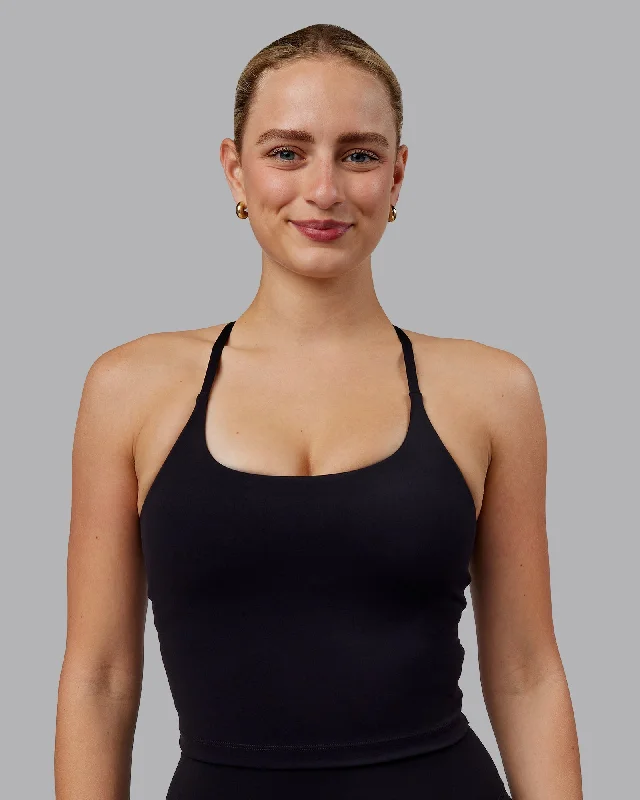 Women's Mesh Tank Tops for Gym -Twist Shelf Bra Tank - Black
