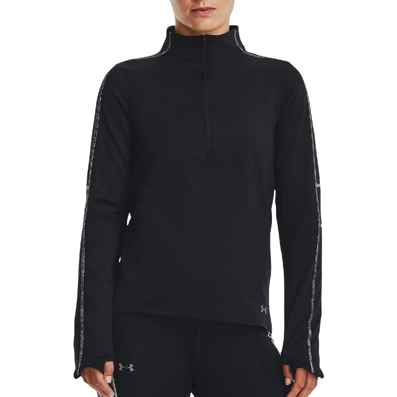 Women's Slim Fit Long Sleeve T-shirt -Under Armour Cold Weather Half Zip Long Sleeve Womens Running Top - Black