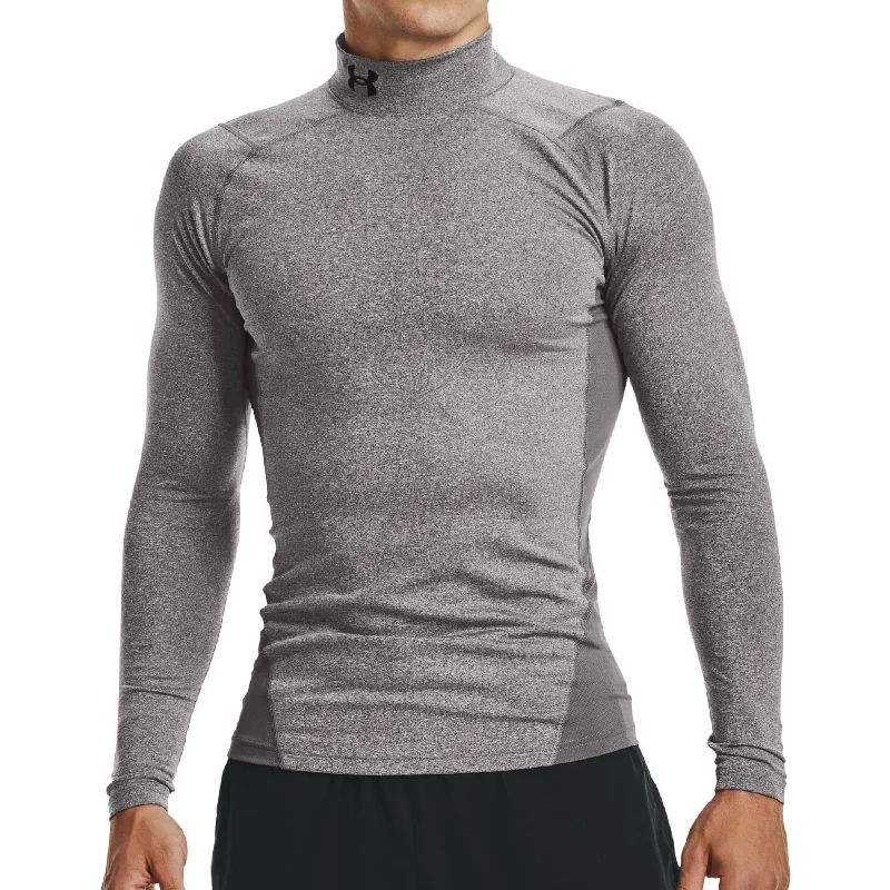 Women's Plus Size Long Sleeve T-shirt -Under Armour ColdGear Compression Mock Long Sleeve Mens Running Top - Grey