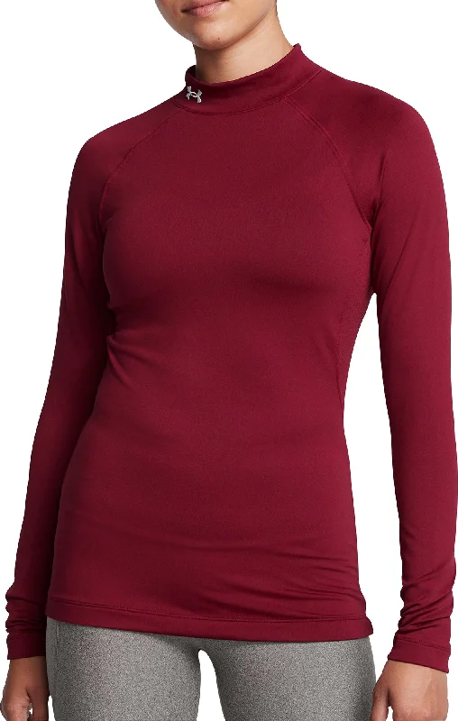 Women's Comfortable Long Sleeve Shirt with Long Sleeves -Under Armour ColdGear Mock Neck Long Sleeve Womens Running Top - Red Women's Comfortable Long Sleeve Shirt with Long Sleeves -Under Armour ColdGear Mock Neck Long Sleeve Womens Running Top - Red