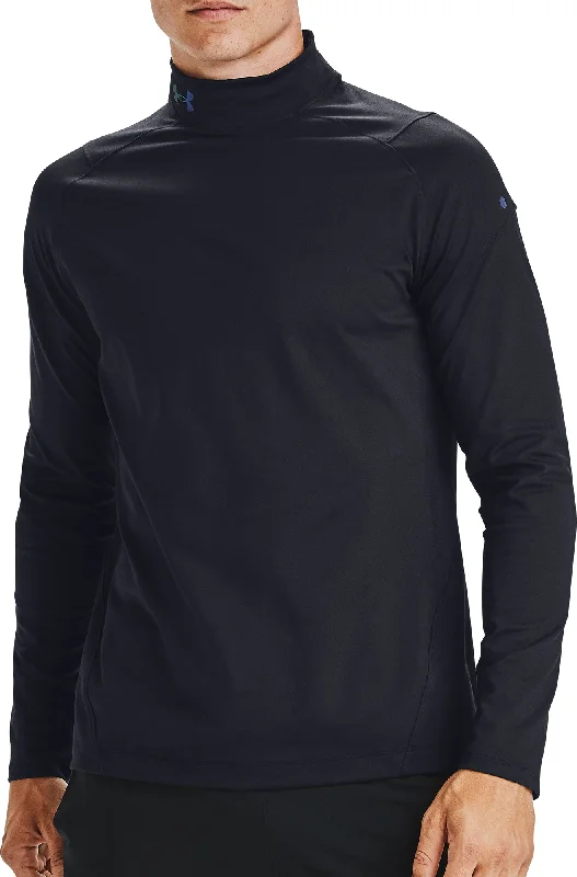 Women's Soft Ribbed Long Sleeve T-shirt -Under Armour ColdGear Rush 2.0 Mock Neck Long Sleeve Mens Running Top - Black