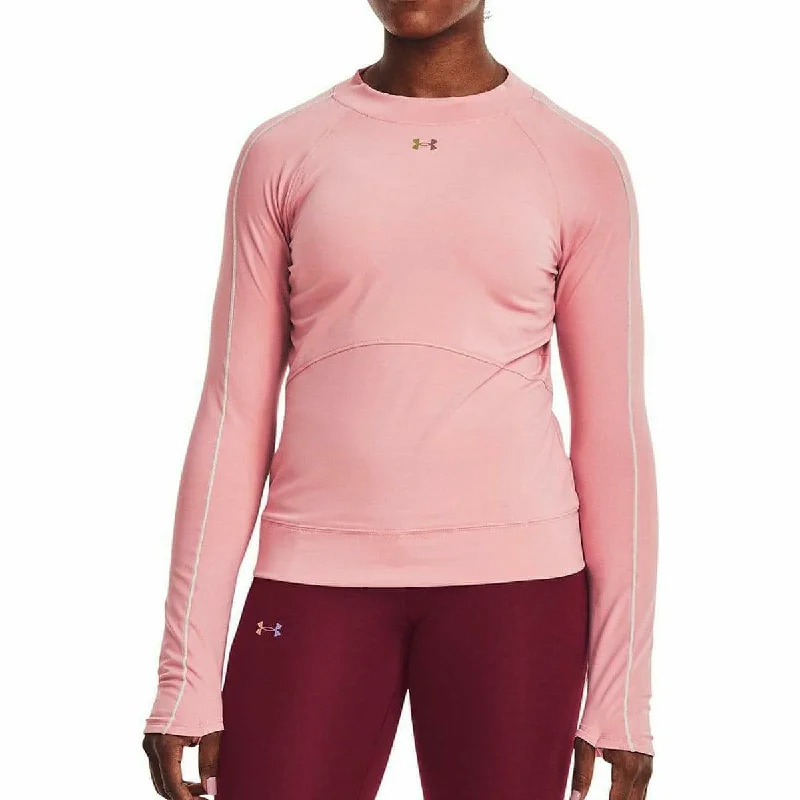 Women's Oversized Casual Long Sleeve T-shirt for Lounge -Under Armour Rush ColdGear Long Sleeve Womens Training Top - Pink
