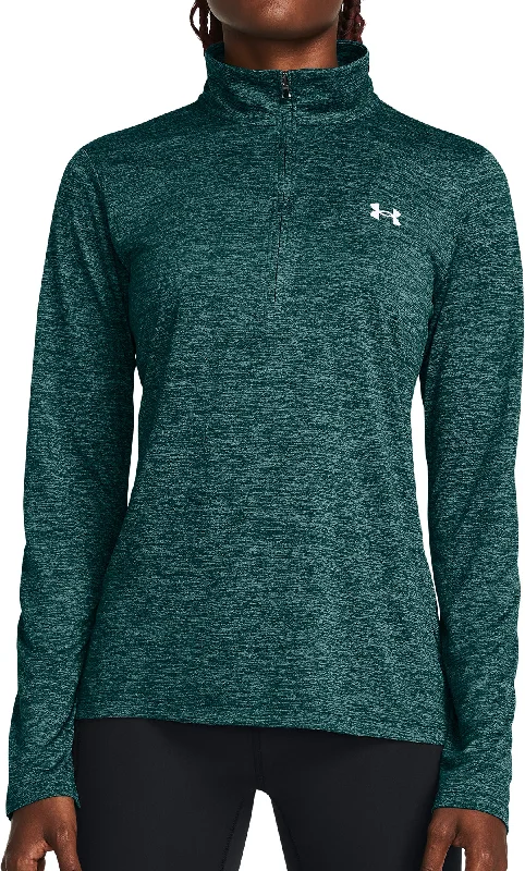 Women's Lightweight Long Sleeve Shirt -Under Armour Tech Twist Half Zip Long Sleeve Womens Training Top - Green