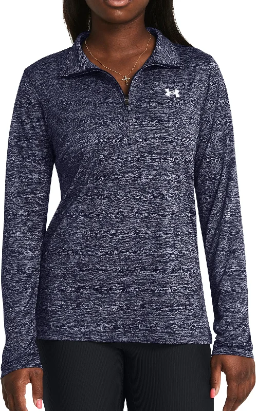 Women's T-shirt with Long Sleeves -Under Armour Tech Twist Half Zip Long Sleeve Womens Training Top - Navy Women's T-shirt with Long Sleeves -Under Armour Tech Twist Half Zip Long Sleeve Womens Training Top - Navy