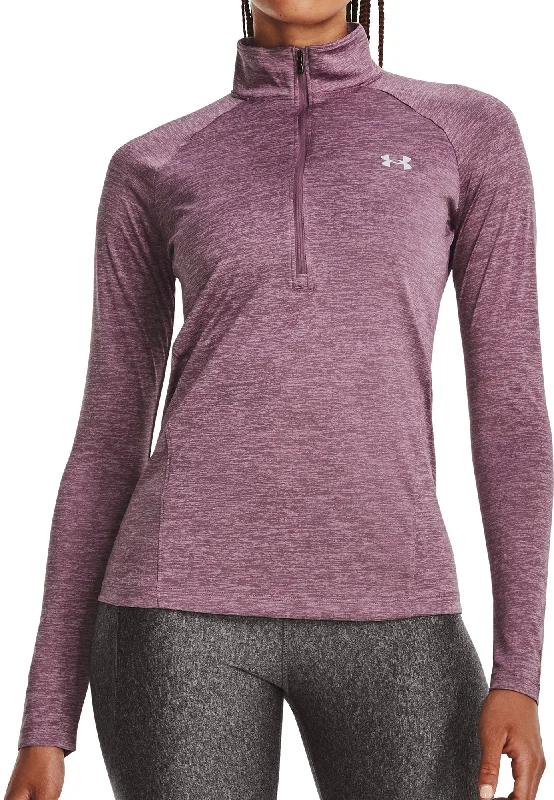 Women's Soft Touch Long Sleeve T-shirt -Under Armour Tech Twist Half Zip Long Sleeve Womens Training Top - Purple Women's Soft Touch Long Sleeve T-shirt -Under Armour Tech Twist Half Zip Long Sleeve Womens Training Top - Purple
