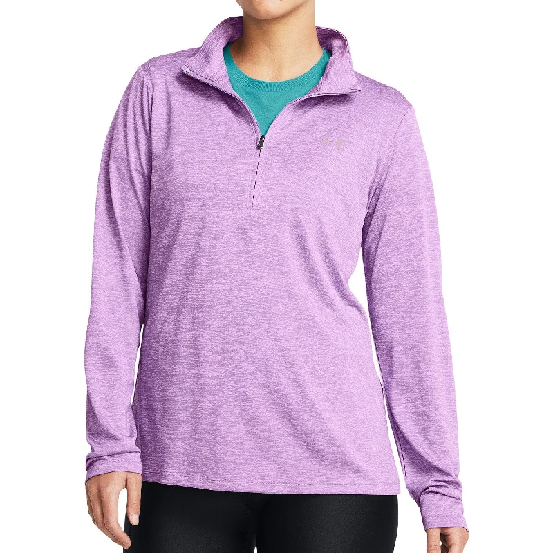 Women's Plain Cotton Long Sleeve T-shirt -Under Armour Tech Twist Half Zip Long Sleeve Womens Training Top - Purple