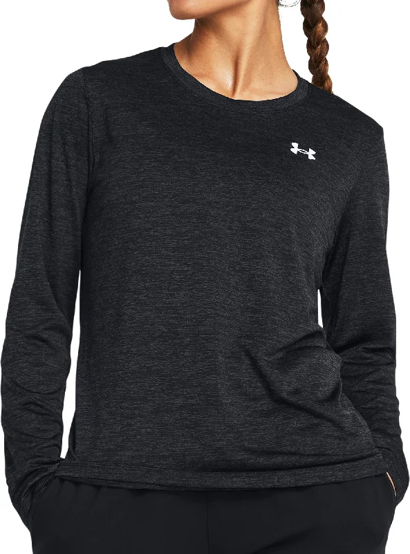 Women's Relaxed Fit Long Sleeve T-shirt -Under Armour Tech Twist Long Sleeve Womens Running Top - Black Women's Relaxed Fit Long Sleeve T-shirt -Under Armour Tech Twist Long Sleeve Womens Running Top - Black