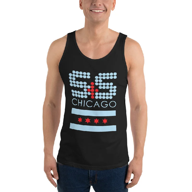 Stylish Women's Tank Tops -Unisex Premium Tank Top | Bella + Canvas (S&S Chicago Flag, Blue & Red)