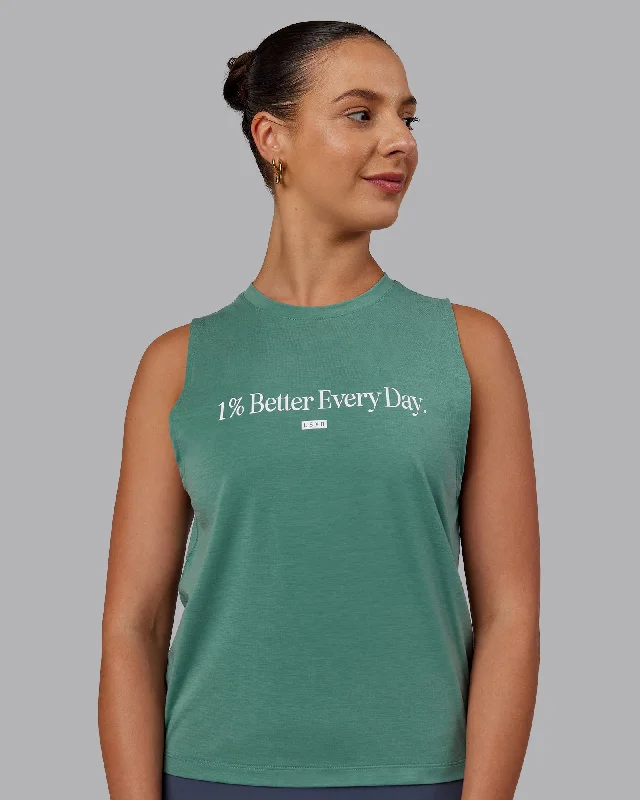 Women's High-Waisted Tank Tops -Unleash 1% Better Training Tank - Sagebrush-White
