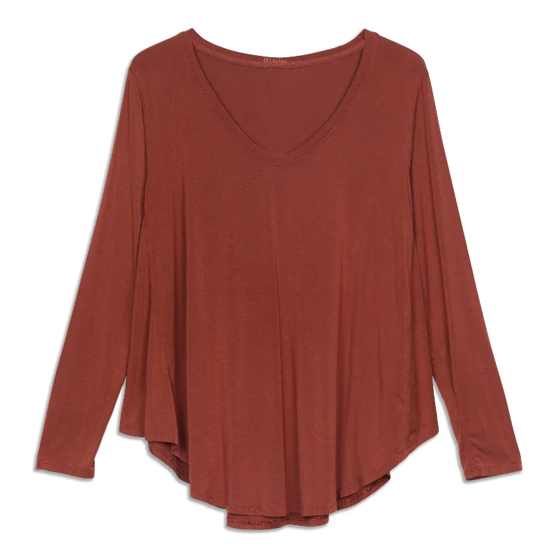 Women's Cozy Long Sleeve Tee with Modern Fit -Up For Down Time Long Sleeve - Resale
