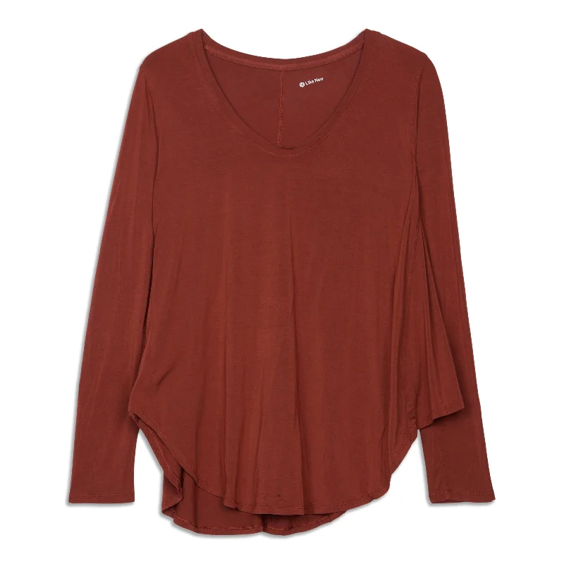 Women's Comfortable Long Sleeve Shirt with Long Sleeves -Up For Down Time Long Sleeve - Resale Women's Comfortable Long Sleeve Shirt with Long Sleeves -Up For Down Time Long Sleeve - Resale