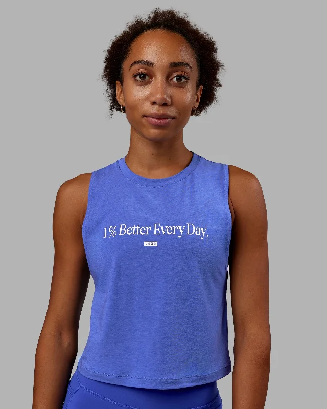 Women's Soft Camisoles for Sleeping -Vital 1% Better Cropped Training Tank - Power Cobalt-White