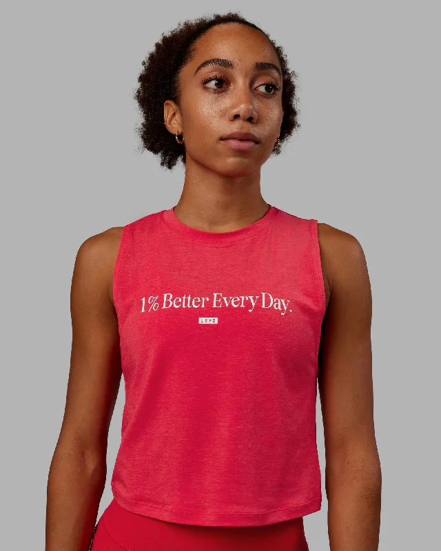 Women's Tank Tops for Winter Layering -Vital 1% Better Cropped Training Tank - Scarlet-White