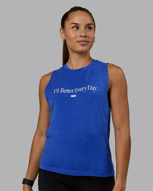 Women's Tank Tops with Pleats -Unleash 1% Better Training Tank - Power Cobalt