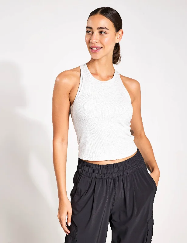 Women's Comfortable Camis for All Seasons -Pose Plyo Tank - White Heather Grey