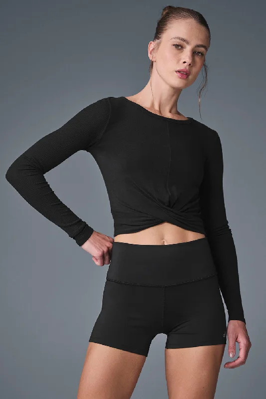 Women's Classic Long Sleeve T-shirt for Casual Outfits -Cover Long Sleeve Top - Black Women's Classic Long Sleeve T-shirt for Casual Outfits -Cover Long Sleeve Top - Black