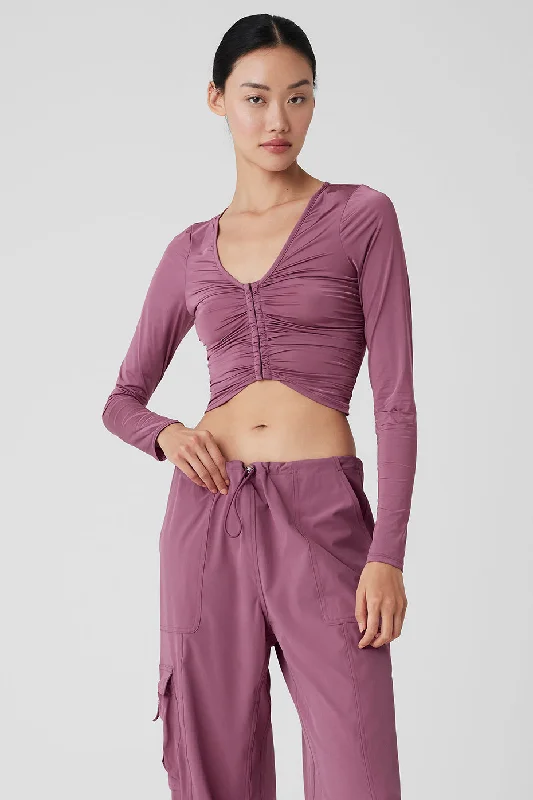 Women's Comfortable Long Sleeve T-shirt for Any Occasion -Standout Long Sleeve - Soft Mulberry Women's Comfortable Long Sleeve T-shirt for Any Occasion -Standout Long Sleeve - Soft Mulberry