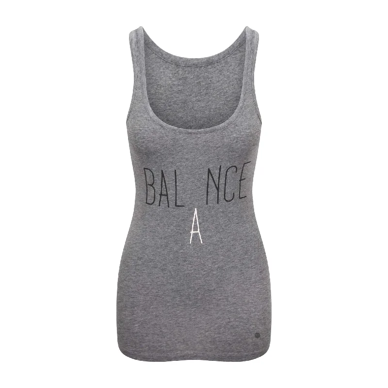 Women's Tank Tops for Layering Under Cardigans -Weighing balance Tank Grey