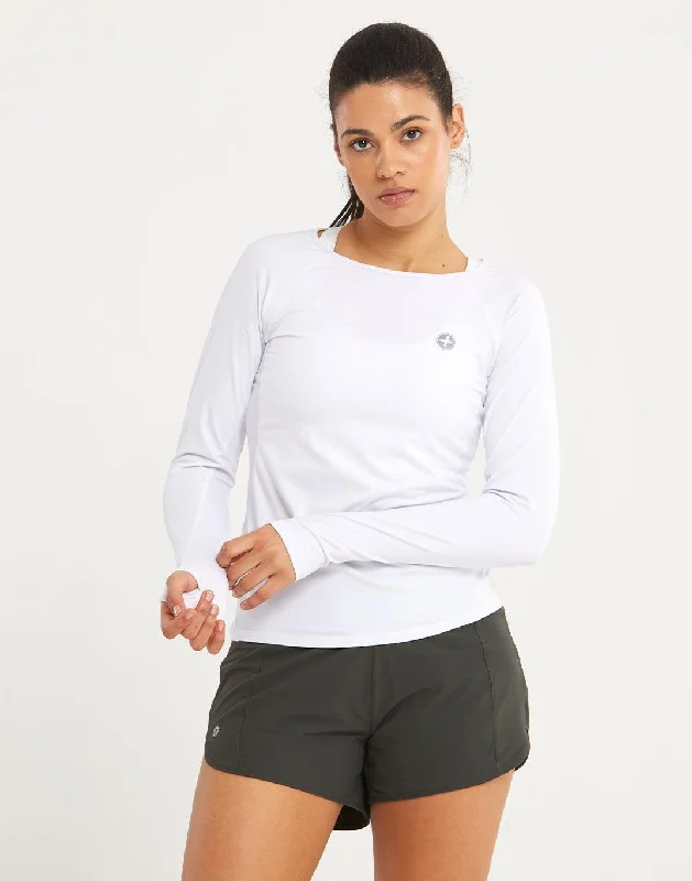 Women's Elegant Long Sleeve T-shirt with Long Sleeves -Womens Advantage Long Sleeve in White Women's Elegant Long Sleeve T-shirt with Long Sleeves -Womens Advantage Long Sleeve in White