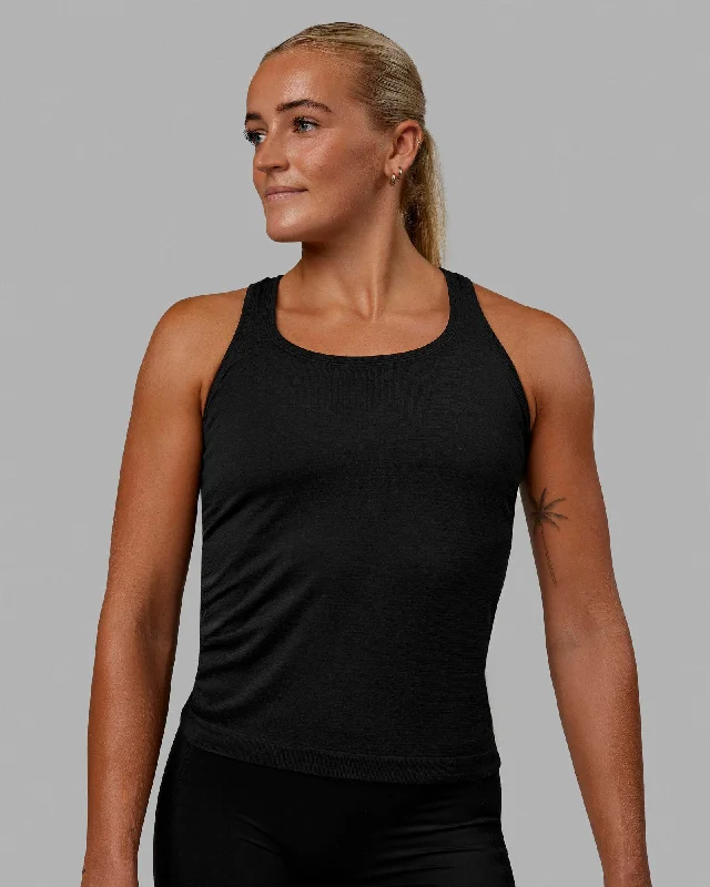 Women's Low Back Tank Tops -AeroFLX+ Seamless Tank - Black Marl