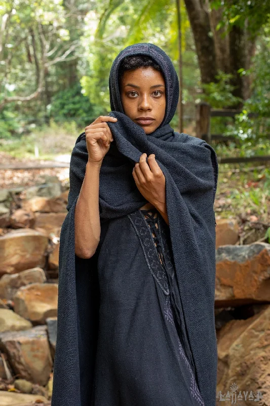 Kimono for Women-Womens ANAGAMI Hooded Kimono Black Cape Poncho Robe Block Printed Natural Dyed Ceremony Ritual Shaman Tribal Alchemy Shawl Wrap Rave AJJAYA Kimono for Women-Womens ANAGAMI Hooded Kimono Black Cape Poncho Robe Block Printed Natural Dyed Ceremony Ritual Shaman Tribal Alchemy Shawl Wrap Rave AJJAYA