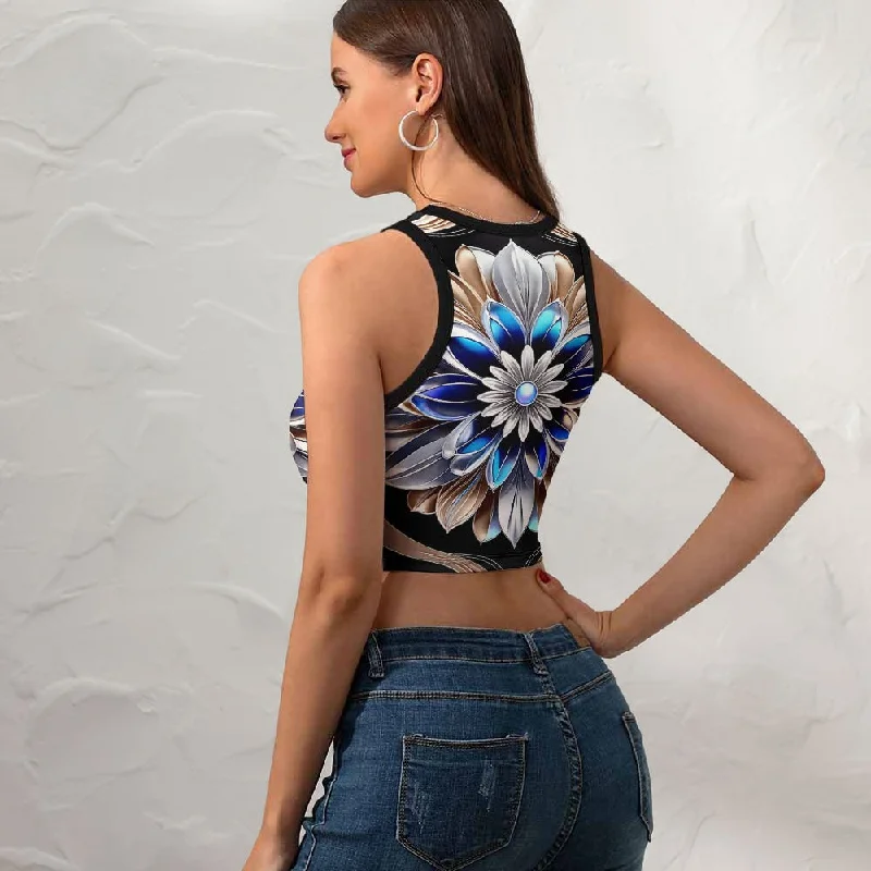 Women's Comfortable Silk Tank Tops -Women's Cropped Slim Racer Tank Top