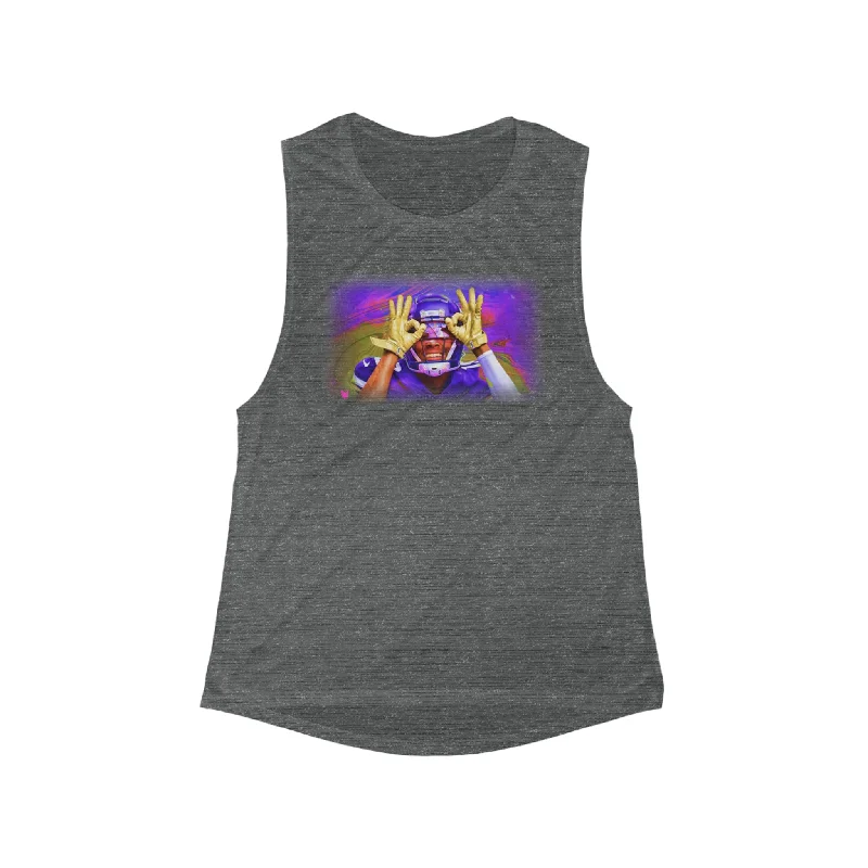 Women's White Tank Tops -Women's Flowy Scoop Muscle Tank - Griddy (Color Blast)