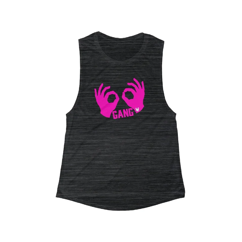 Women's Athletic Tank Tops -Women's Flowy Scoop Muscle Tank - Griddy Gang