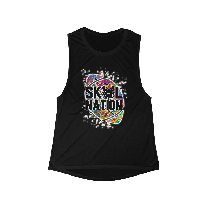 Women's Tank Tops with Lace Detail -Women's Flowy Scoop Muscle Tank - MN Nation (Color Blast)