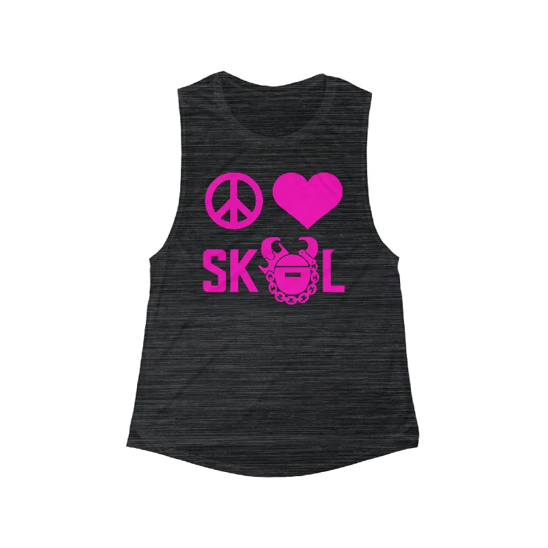 Women's Racerback Tank Tops -Women's Flowy Scoop Muscle Tank - Peace & Love