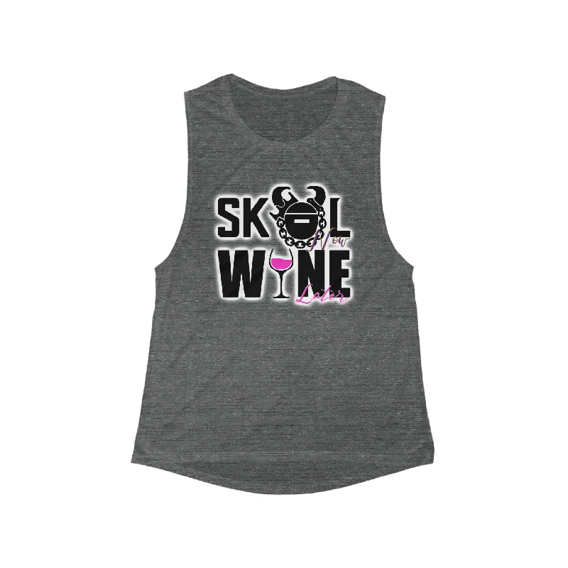 Women's Sleeveless Cami Tops -Women's Flowy Scoop Muscle Tank - WINE later