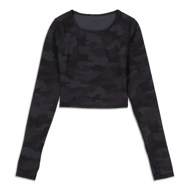 Women's Stretch Long Sleeve T-shirt for Fitness -Wunder Train Cropped Long Sleeve Shirt - Resale Women's Stretch Long Sleeve T-shirt for Fitness -Wunder Train Cropped Long Sleeve Shirt - Resale