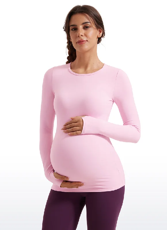 Women's Trendy Long Sleeve Shirt for Casual Wear -Butterluxe Long Sleeve Maternity Crewneck T-Shirts