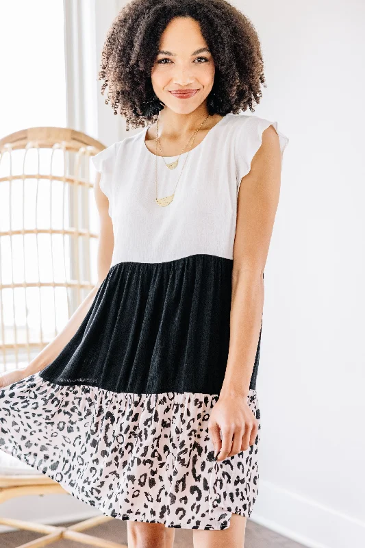 Doll Dress with Pastel Details -All I Can See Black Leopard Babydoll Dress