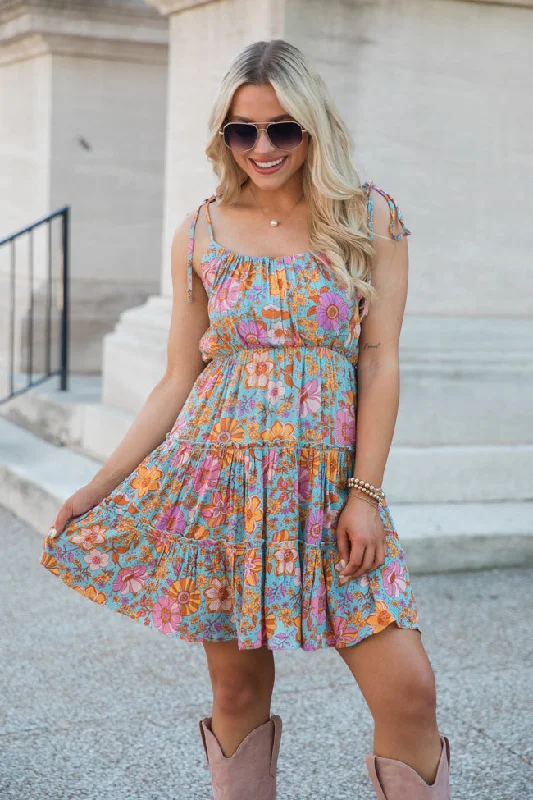 Doll Dress with Sleeveless Design -As Free As The Ocean Multi Print Babydoll Dress