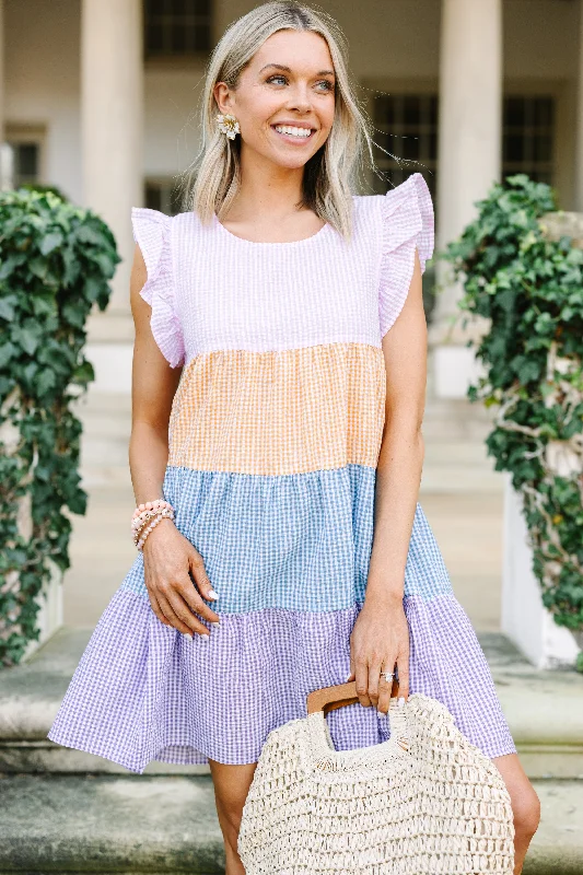 Doll Dress with Rhinestone Design -Call Them Out Pink Gingham Babydoll Dress