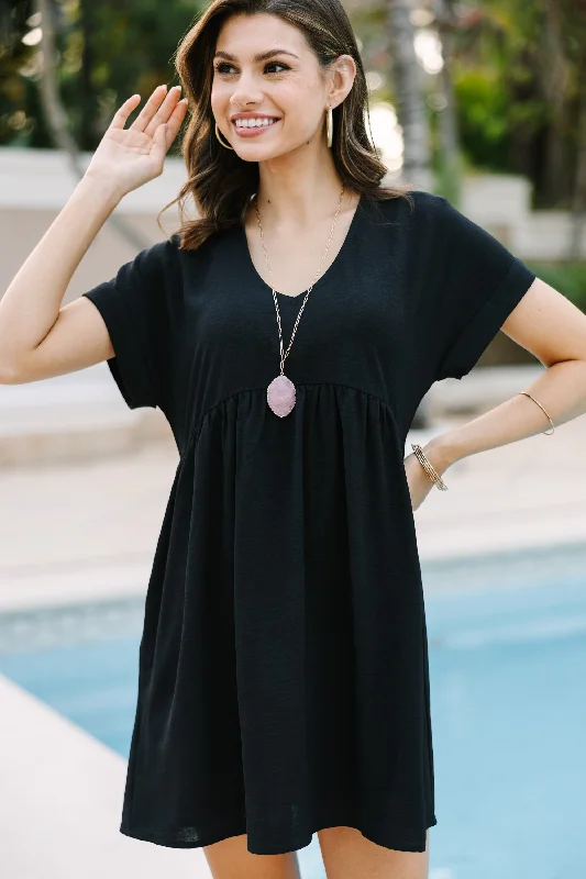 Doll Dress with Mini Flare -Full Of Joy Black Babydoll Dress