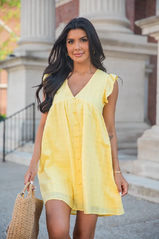 Doll Dress with Frill Bottom -If Not For You Yellow Woven Babydoll Dress