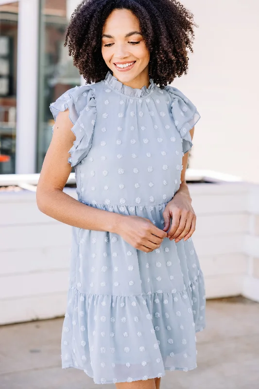 Doll Dress for Doll Fashion Show -In Your Favor Dusty Blue Babydoll Dress
