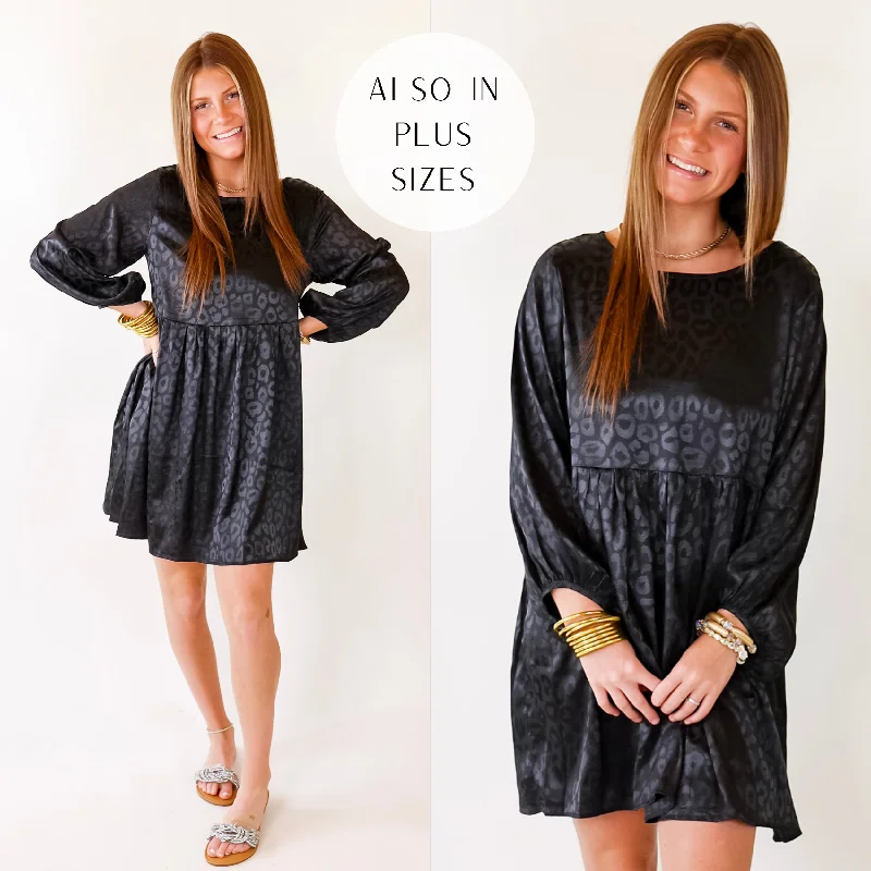 Doll Dress with Twisted Detail -Change Is Coming Leopard Print Babydoll Dress with Long Sleeves in Black Doll Dress with Twisted Detail -Change Is Coming Leopard Print Babydoll Dress with Long Sleeves in Black