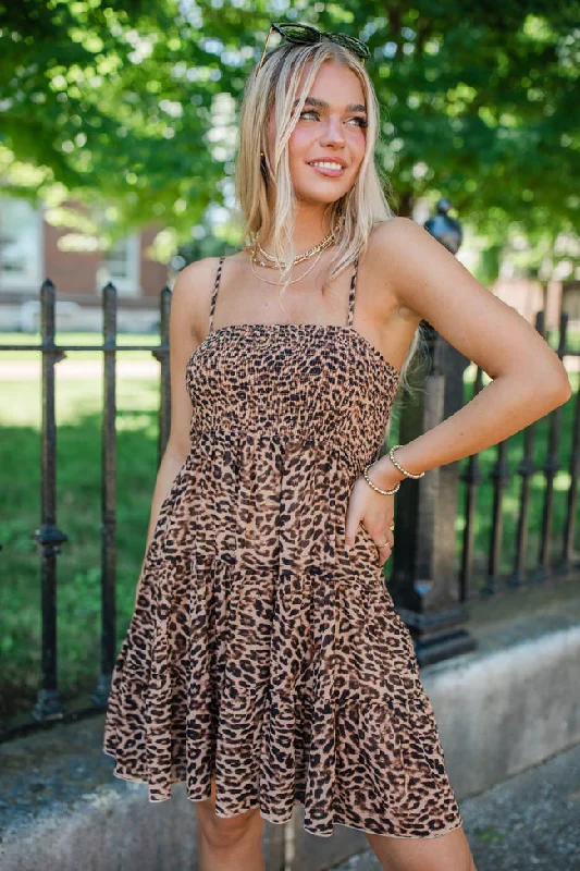 Doll Dress with Popcorn Texture -Need You More Leopard Printed Babydoll Dress
