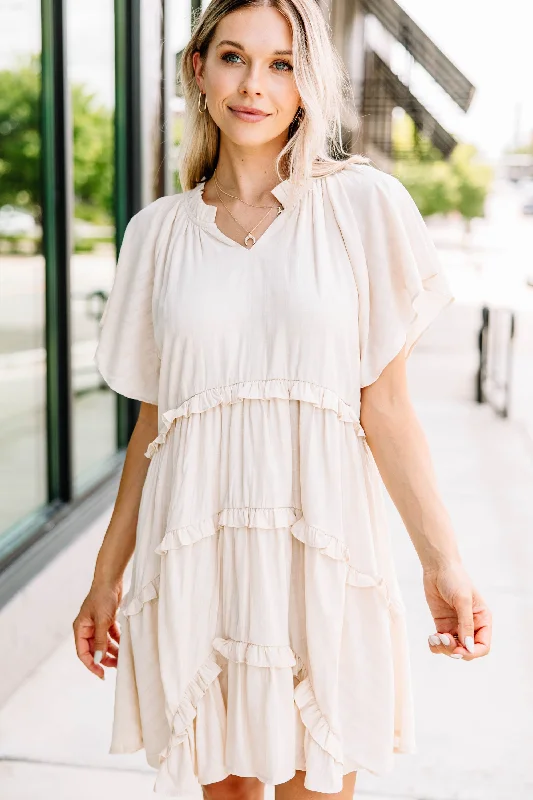 Doll Dress with Pearls -Perfectly You Natural White Babydoll Dress