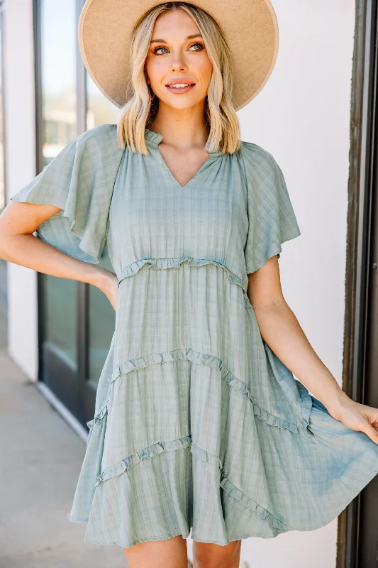 Doll Dress with Custom Design -Perfectly You Sage Green Babydoll Dress