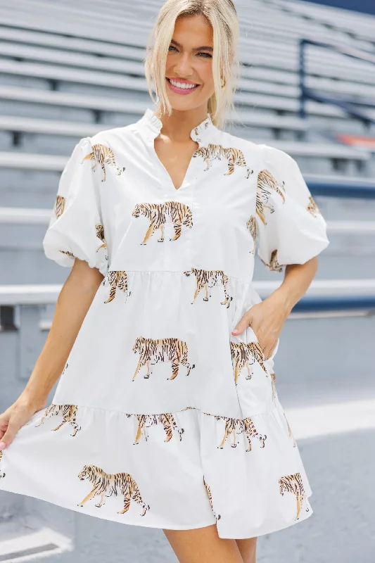 Doll Dress for Doll Show -Somewhere Out There  Cream Tiger Babydoll Dress