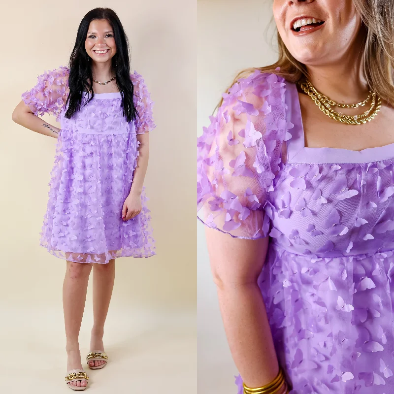 Doll Dress with Swirled Skirt -Last Chance Size Small | Sweetest Rush Butterfly Print Babydoll Dress in Lavender Purple Doll Dress with Swirled Skirt -Last Chance Size Small | Sweetest Rush Butterfly Print Babydoll Dress in Lavender Purple